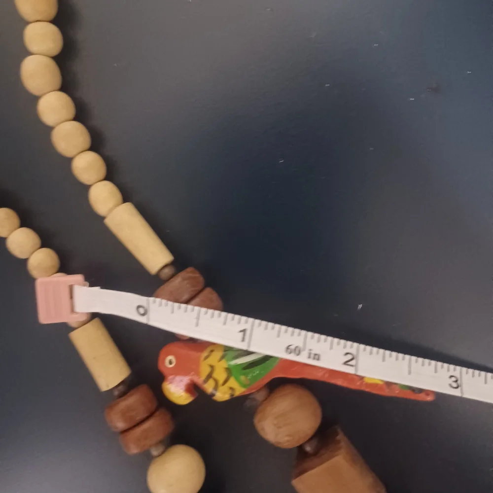 Vintage Handcrafted Wooden Beaded Necklace with Parrot Charm - Picture 6 of 9
